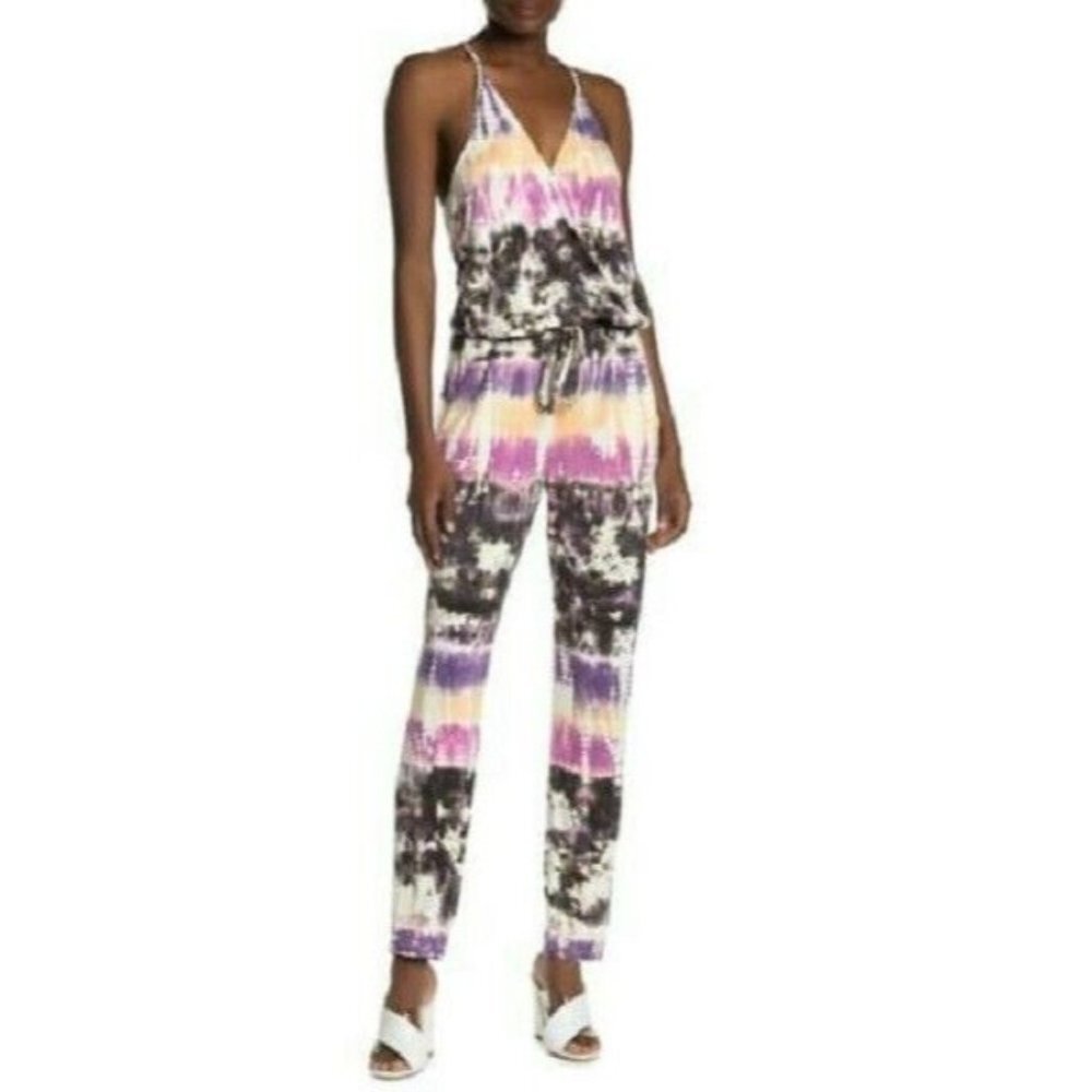 Young Fabulous & Broke YFB Chrissy Tie Dye Jumpsuit Purple Multi